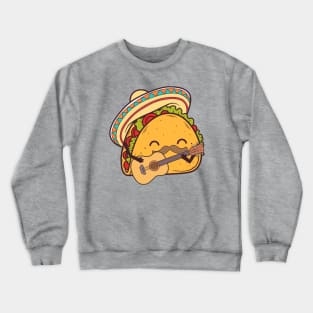 Taco Playing Classic Guitar Cinco de Mayo Cartoon Crewneck Sweatshirt